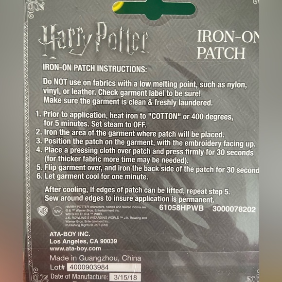 SOLD! Harry Potter iron on patches - Picture 2 of 2
